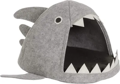 Image de Zeller Grotte pour chats Panier pour chats Requin Maison pour chats Feutre Lit pour chats gris