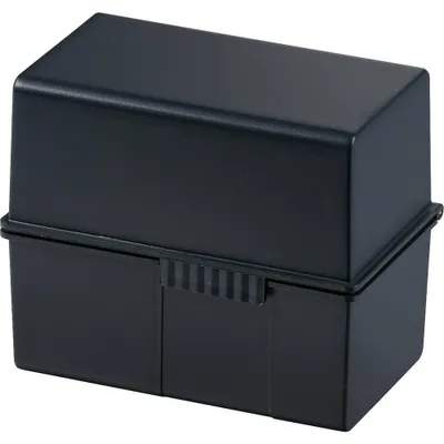 Productafbeelding van Karteibox DIN A7 in het zwart met stalen scharnier en sluitmechanisme