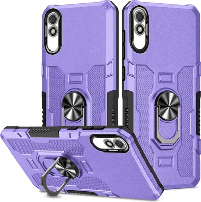 Produktbild von Redmi 9A Hülle, Dual Layer Robuste Rüstung Ringhalter Ständer Schutzhülle für Xiaomi Redmi 9A Lila
