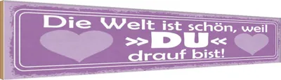 Produktbild von vianmo Holzschild 10x46 cm Welt ist schön weil DU bist Dekoration
