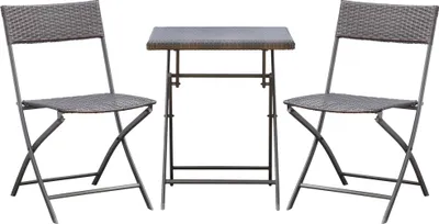 Produktbild von Polyrattan Bistroset für 2 Personen – Sitzgruppe / Rattan Gartenmöbel Set, Farbe: Schwarz.
