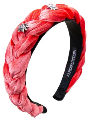 Productafbeelding van Alpenflüstern: Traditionele haarband met fluweel, gevlochten look en strass-edelweiss - damesaccessoire