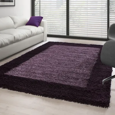Produktbild von Teppich Wohnzimmer Hochflor Modern Design Langflor Shaggy Modern Flauschig, Größe: 200 x 290 cm, Farbe: Violett