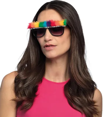 Image de Lunettes de fête Pride avec fourrure pour adultes - taille unique
