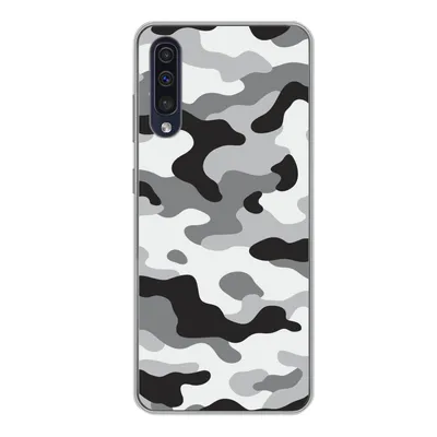 Produktbild von MuchoWow® Handyhülle Schutzhülle Hülle für Samsung Galaxy A50 Schwarz-weißes Camouflage-Muster Silikon Softcase Handy Hülle - Mobiltelefonhülle