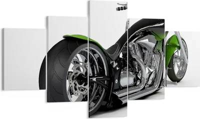 Produktbild von Bild auf Leinwand - Leinwandbild - Motorrad Chrom Schlauch Reise - 125x70cm - Wand Bild - Wanddeko - Leinwanddruck - Bilder - Kunstdruck - Wanddekoration - Leinwand bilder - Wandkunst - EA125x70-1548