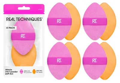Obrázek produktu pro Real Techniques Miracle, štětec na pudr 2 v 1, oboustranná houbička na make-up