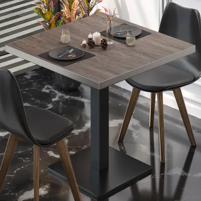 Produktbild von BM | Bistrotisch | B:T:H 80 x 80 x 75 cm | Light Wenge / Schwarz | Quadratisch | Edelstahl Rand | Bistro Tisch Esstisch