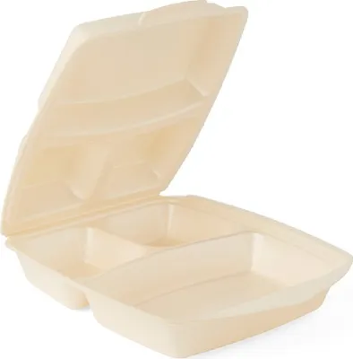 Produktbild von 200 Dinnerbox / Menübox IP4 XPS 285 x 220 x 75 mm beige – 3-geteilt, laminiert