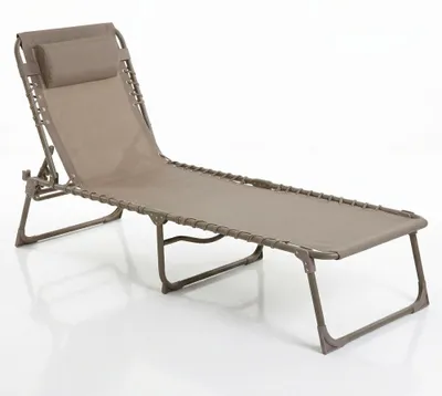 Productafbeelding van CASABEL Zonnebed Opvouwbaar, Ligbed Tuin Weerbestendig en Comfortabel, Staal en Textilene Bekleding, taupe