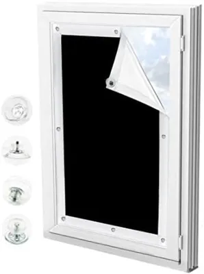 Produktbild von PolkaHome® Verdunkelungsrollo ohne Bohren, 100% lichtdicht, schwarz, 48 x 93 cm