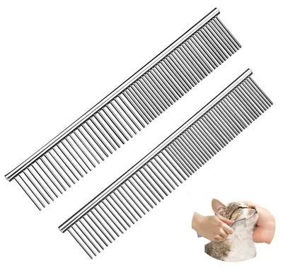 Produktbild von 2-in-1-Hundebürste, 2 Stück, aus Edelstahl für die Fellpflege
