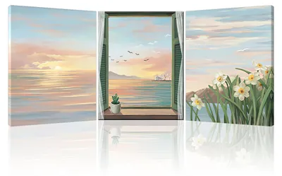 Immagine prodotto di Omgoods - Set di 3 quadri su tela a tema oceano