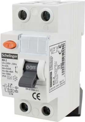 Zdjęcie produktu dla Wyłącznik różnicowoprądowy 2P 25A 30ma A SCHELINGER A03-K8-2-25-030