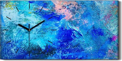 Produktbild von Wandkunst Leinwand Bild Uhr Geräuschlos Kunstdruck 60x30 Malerei Abstrakte Kunst - schwarze Hände