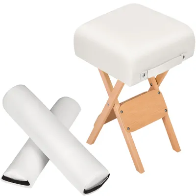 Produktbild von Hocker mit 2 Lagerungsrollen aus Holz und Kunstleder leichte Reinigung