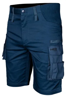 Produktbild von NEO TOOLS Arbeitsshorts Mix&Match kurze Arbeitshose Dunkelblau, Stretch Workwear Shorts mit Cordura Verstärkung