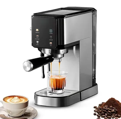 Obrázek produktu pro Kávovar Zimilo s filtry, 20barový espresovač, dotykový displej s napěňovačem mléka, regulace teploty, nerezová ocel, 1l nádržka na vodu