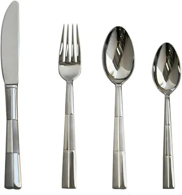 Imagen del producto de Juego de cubiertos de acero inoxidable: cuchillo, tenedor y cuchara, ideal para uso doméstico o en restaurantes
