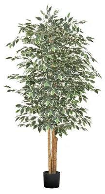 Produktbild von VEVOR Künstlicher Ficusbaum, 1,8 m, mit schwarzem Topf, Kunst-Ficuspflanze mit n