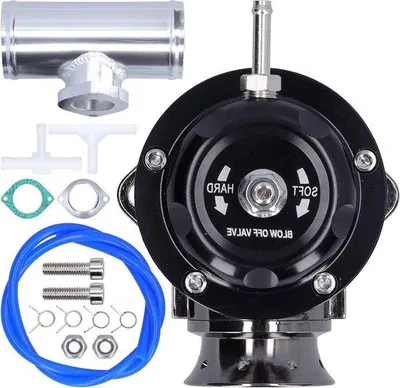 Imagen del producto de Válvula de descarga turboventilada, aluminio, brida de 2,5 pulgadas, universal, modelo FPG250, color SDD-BOVGRSBL
