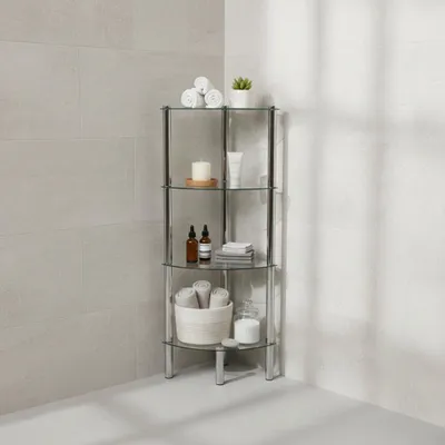 Produktbild von BADfabrik24 Edition One Stand-Eckregal Solanio, 4 Glasböden
