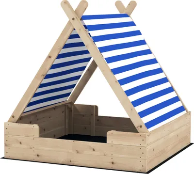 Produktbild von Wetterfeste Sandkiste für Kinder mit Zeltdach | 120x120x126,5 cm | Für 3 Kinder (3-6 Jahre) | Outdoor-Sandkasten