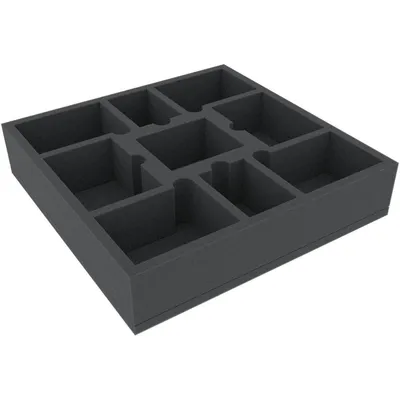 Productafbeelding van Schuimrubberinlegger met 9 compartimenten voor bordspellen, afmetingen 285x285x60 mm