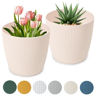 Produktbild von Set aus 2 rosa Kunststoffblumentöpfen 30 cm