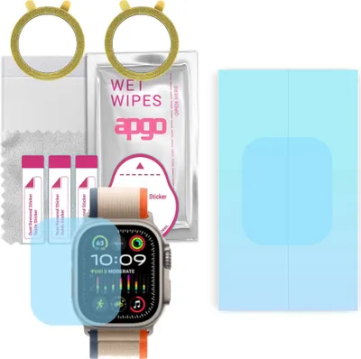 Produktbild von apgo 2 Stück HD HQ FLEX Schutzfolie kompatibel mit Apple Watch Ultra 2 Smartwatch, Hydrogel Displayschutzfolie mit abgerundeten Rändern, Displayfolie zum gesamten Bildschirm