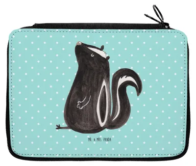 Produktbild von Mr. & Mrs. Panda Stiftemappe Stinktier Sitzen - Türkis Pastell - Geschenk, Schreibmappe, Stifteetui, Federmäppchen, Federmappe, Wildtier, Raubtier, Bleistiftetui, Büro