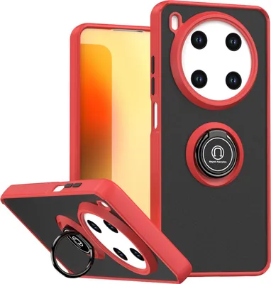 Image de Étui pour ZTE Blade V70 Max étui TPU translucide mat avec support d'anneau et stand Rouge