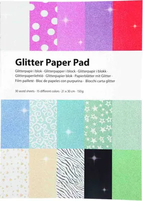 Image de Glitterpapier Blok A4 150gr, 30 Vellen