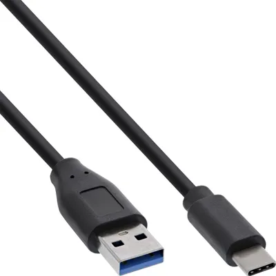 Produktbild von 100er B-Pack InLine® USB 3.2 Kabel, USB-C Stecker an USB-A Stecker, schwarz, 1m