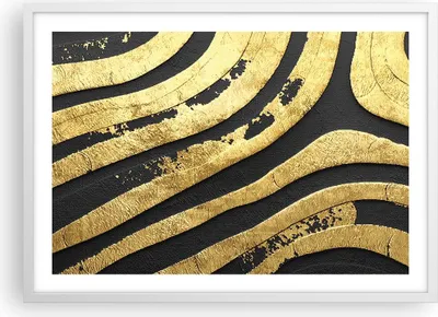 Produktbild von Gerahmtes Poster - Weißer Rahmen - Abstraktion dreidimensional Gold - 70x50 cm - Wand Bild - Wanddeko - Wandbilder - Kunstposter - Wandposter - Bilderrahmen - Bilder - Kunstdruck - P2WAA70x50-4461
