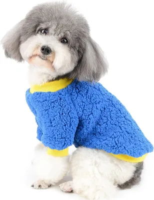 Produktbild von Hundepullover, Wintermantel für kleine Hunde, warme Fleece-Welpenkleidung, superweicher Pullover, Hundejacken, Haustier, Mädchen, Jungen, Katze, Puppia, Chihuahua, Kleidung, Kaltwetterhemd, Blau, L