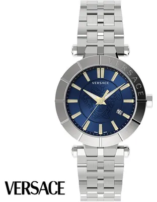 Produktbild von Versace VE2B00421 V-Race blau silber Edelstahl Armband Uhr Herren Uhr NEU