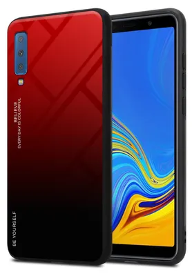 Produktbild von Cadorabo Hülle für Samsung Galaxy A7 2018 Schutz Hülle in Schwarz Handyhülle TPU Etui Cover Case Tempered Glas