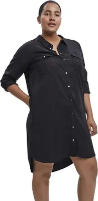 Produktbild von Vero Moda Curve Sila Mix Langarmkleid Schwarz 48 Damen Schwarz 48