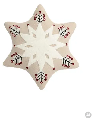 Produktbild von HOMLA FROSTELLE-Kissen in Schneeflockenform mit dekorativer Stickerei, 43 x 12 x 43 cm