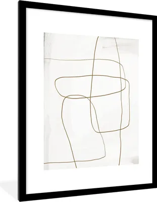 Produktbild von MuchoWow® Gerahmtes Poster Kunst - Braun - Weiß - Minimalismus 60x80 cm - Poster mit Schwarzem Bilderrahmen Wandposter Rahmen Foto Bilder - Wohnzimmer - Dekorationen - Prämie