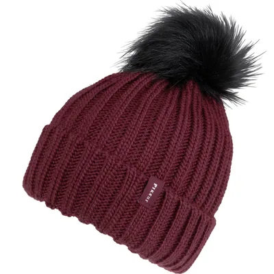 Produktbild von Pikeur BEANIE Mütze, Strickmütze mit Bommel Farbe - mulberry Größe - 53/55