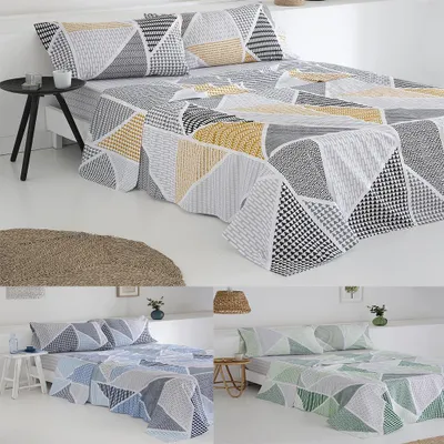 Produktbild von Bettwäscheset 90 x 190/200 cm, grau und senfgelb, 50% Baumwolle und 50% Polyester, für Schlafzimmer