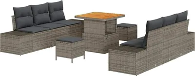 Produktbild von vidaXL Gartensofa-set 9 stk. Grau Poly-Rattan