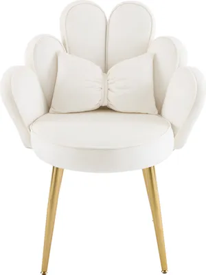 Produktbild von FCH Blumenform-Sessel, Samtbezug, Sessel,Schminktisch Stuhl, Armlehnensessel,  Relaxsessel Lesesessel, Metallbeinen,  Loungesessel,  Wohnzimmer, Weiß