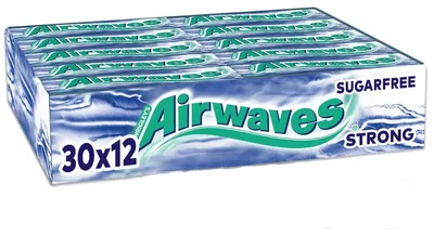 Immagine prodotto di Airwaves Strong gomma da masticare senza zucchero dragées espositore da banco 30x12s