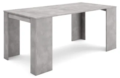 Ausziehbare Konsolentafel 180 cm, Zement-Optik, für 8 Personen