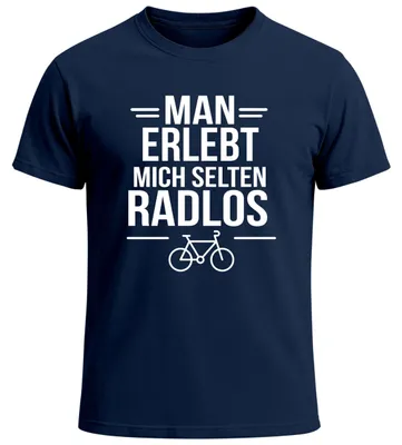 Produktbild von Herren T-Shirt Spruch Fahrradfahrer Man erlebt mich selten radlos Statement Fun-Shirt Spruch lustig Moonworks®
