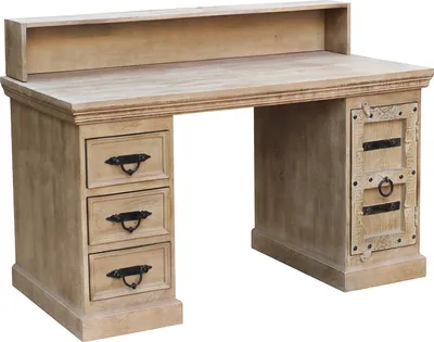 Produktbild von SIT Möbel Schreibtisch mit 1 Tür, 3 Schubladen | Mango-Holz natur | B 132 x T 65 x H 90 cm | 14507-01 | Serie DAIPUR