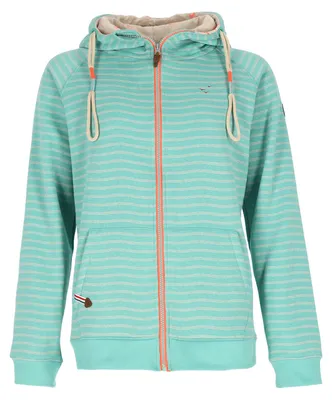 Produktbild von modAS Damen Sweatjacke mit Kapuze - Gestreifte Kapuzenjacke in Mint Größe L